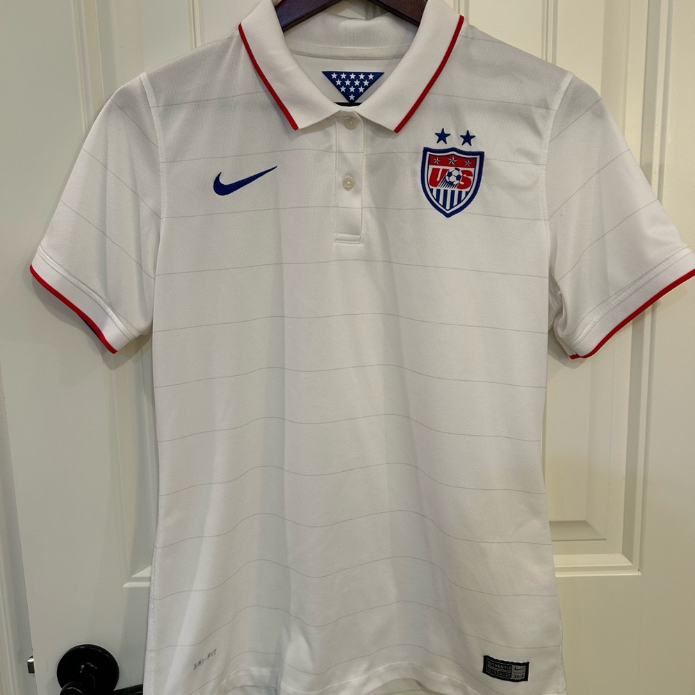 Nike White Polo with Red and Blue Accents    Original polo from 2014 World Cup.